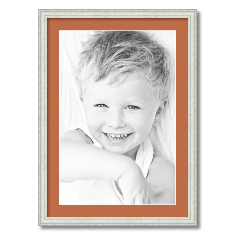 Wood Matte Picture Frame with Mat, Red Orange