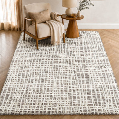 Tapis à rayures Dream Shag ADS729 lavable à la machine de qualité supérieure