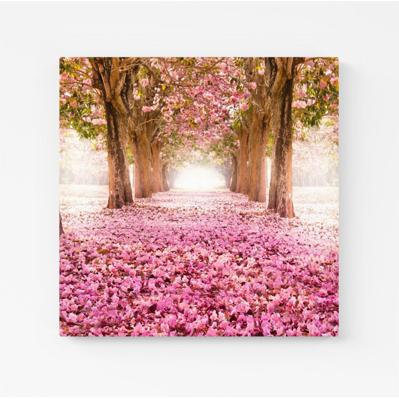 Pink Flower Tree Tunnel - Wrapped Canvas Print, 16cm H x 16cm W x 3.8cm D