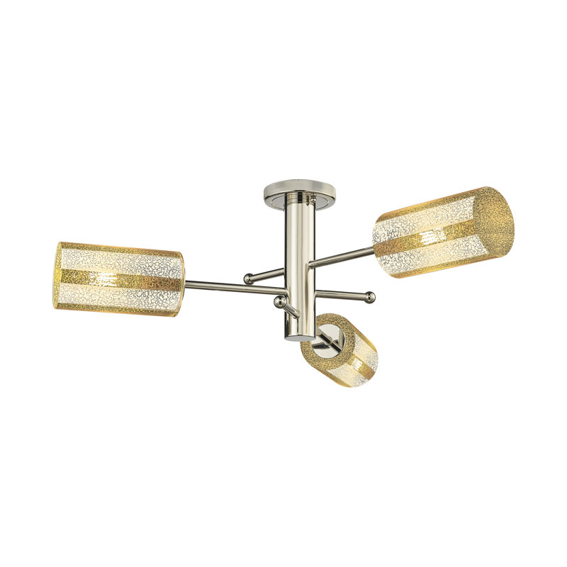 Plafonnier encastré 3 lumières Crown Point, H 10,13 po x l 29,38 po x P 29,38 po, Plaqué couleur fumée, Nickel poli