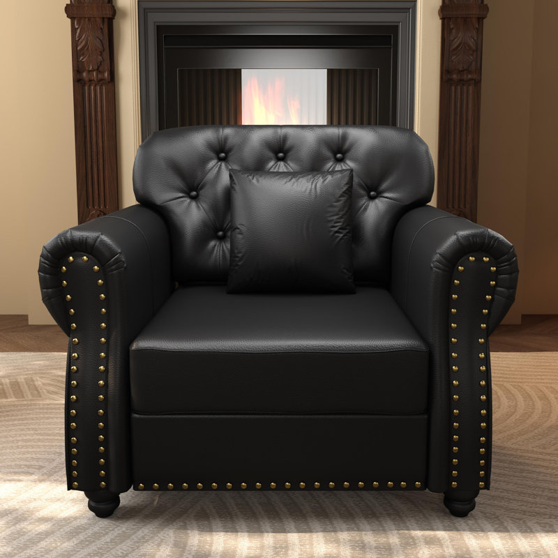 Fauteuil de lecture avec accoudoirs roulés de 41,3 po de largeur, Noir