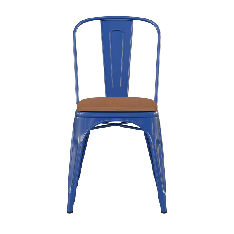 Chaise empilable Calliah, Teck, Bleu