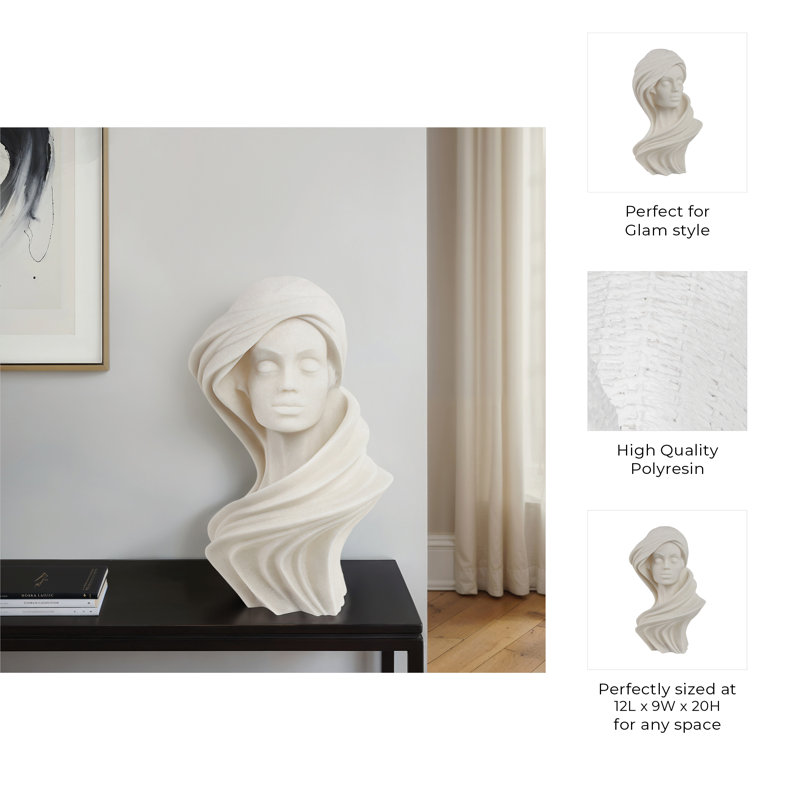 Sagebrook Home 20" Hasselt Quartz Resin Woman Statuary