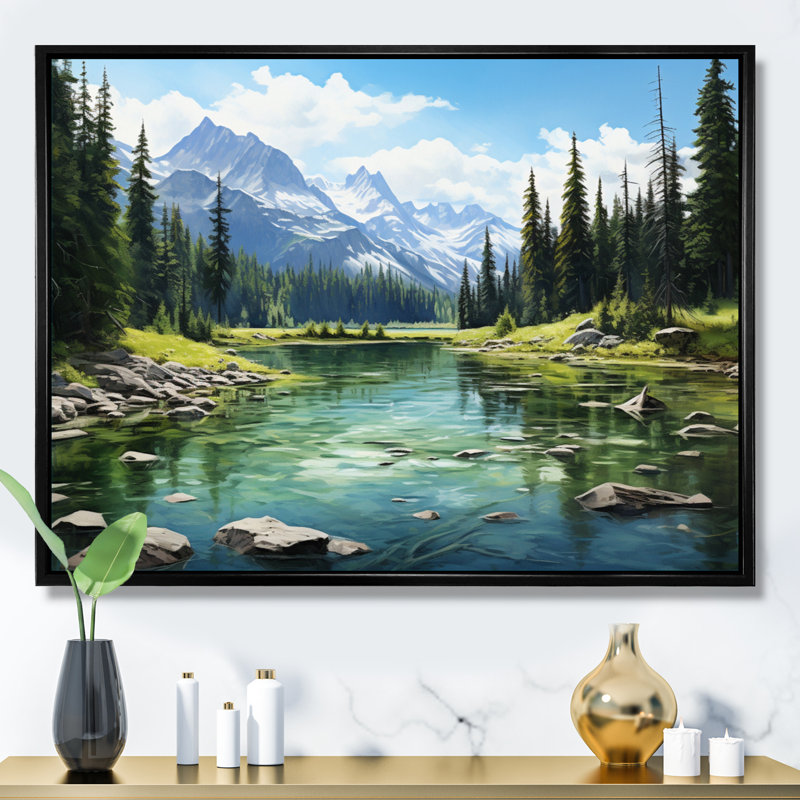 " Canada Banff Symphony I ", 30" H x 40" W x 1.5" D, Black Floater Framed