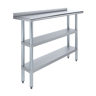 Stainless Steel Prep Table with 1.5 in. Backsplash and 2 Undershelves