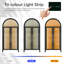 Armoire de rangement arquée Jerez, vitrine avec capteur de corps humain et lumières 3 couleurs, bibliothèque de présentation à 5 niveaux avec tablette ouverte pour le salon et le bureau-308869174