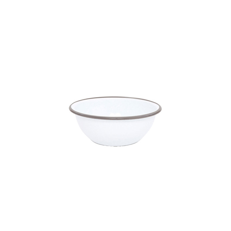 Crow Canyon Enamelware Vintage 20 oz Cereal Bowls, Red Rim