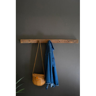 RECYCLED WOOD COATRACK WITH FORGED IRON HOOKS