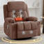 Fauteuil inclinable et pivotant avec massage par vibration et chaleur pour le salon, avec fonction berçante et poche latérale, port de charge USB, 2 porte-gobelets