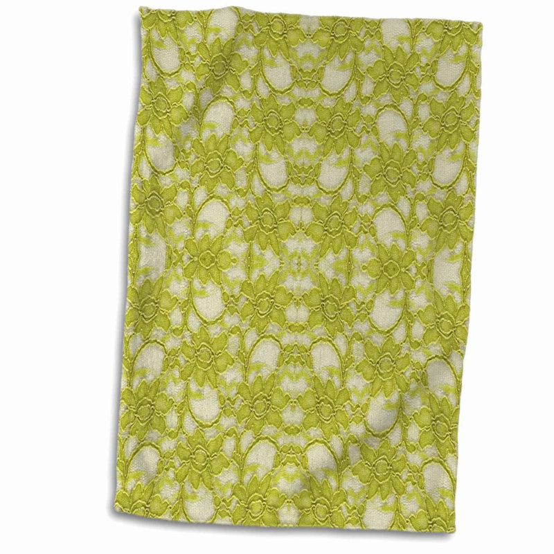 Trendy Chartreuse Lace 3D Towel - 15x22