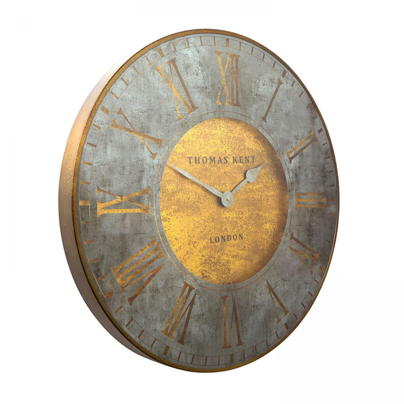 Florentine Wall Clock, 53cm H x 53cm W x 5cm D, Silver/Brown