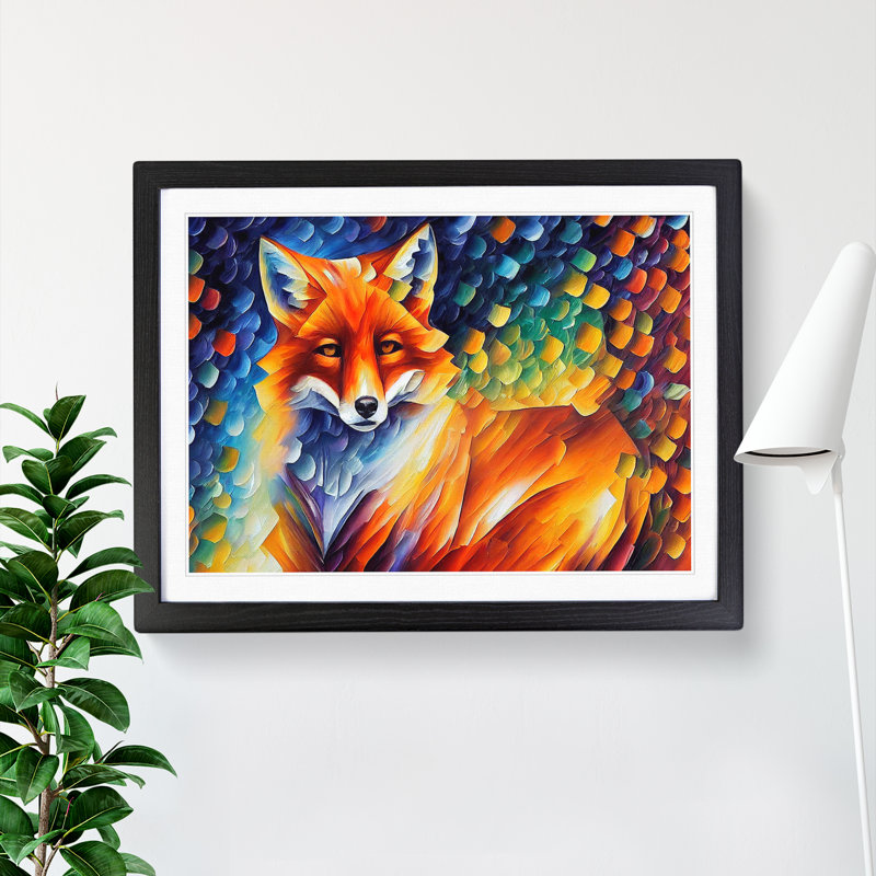 Fox - Single Picture Frame Print, Black, 25cm H x 34cm W x 2cm D