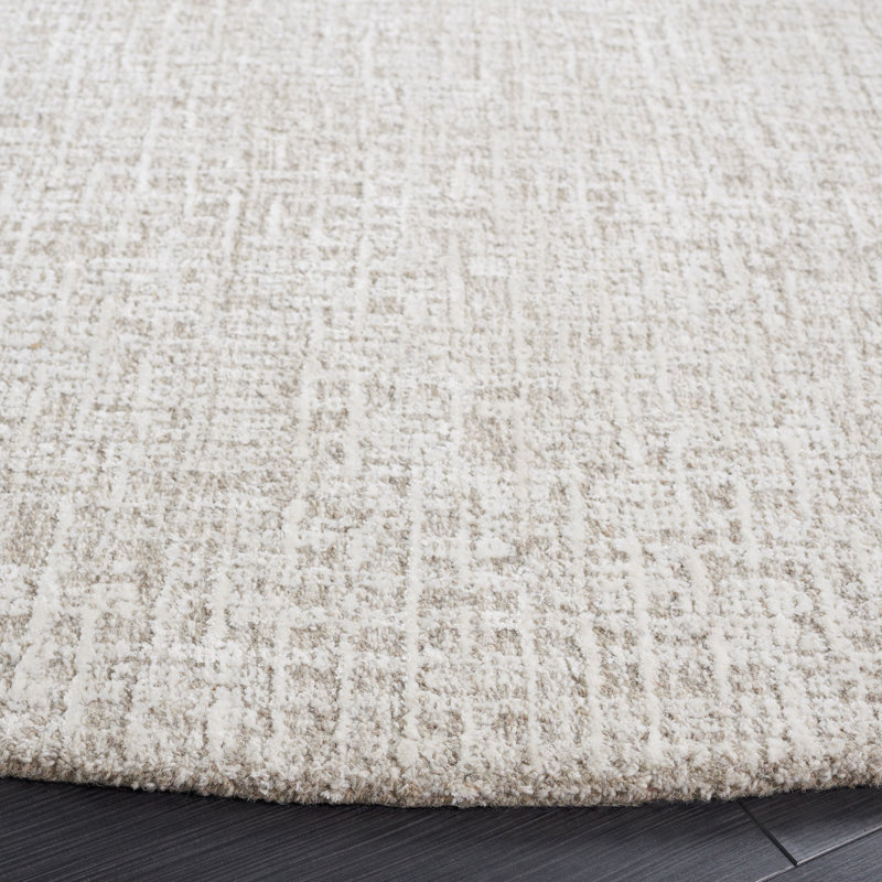Reaver Hand Tufted Viscose Wool Cotton with Latex Abstract Rug in Ivory, Round 6'