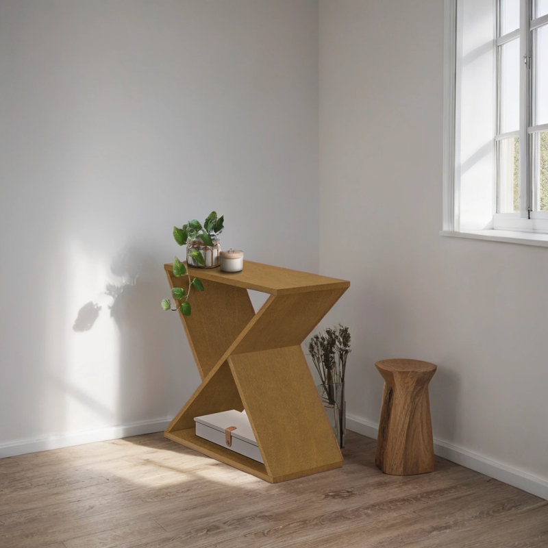 Table d'appoint contemporaine Amare en placage brun, H 24,25 po x l 24 po x P 11,75 po, Brun