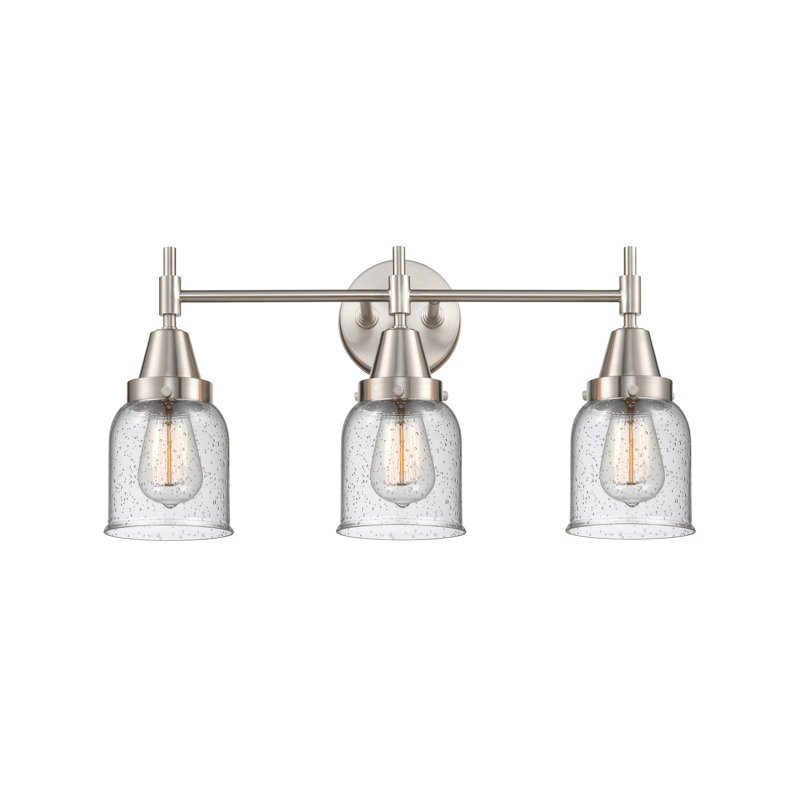 Éclairage pour meuble-lavabo à 3 lumières à intensité variable Gayle, Grainé, Nickel satiné, Ampoule DEL rétro 4 watts