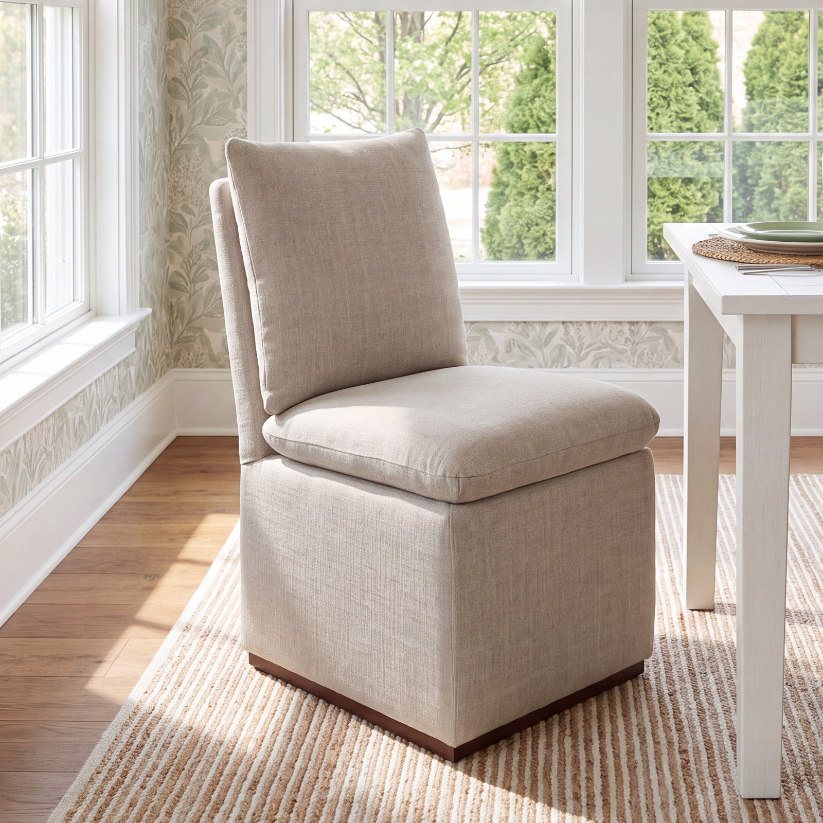 Bobbi Cotton Side Chair, Effie Indigo Performance Linen