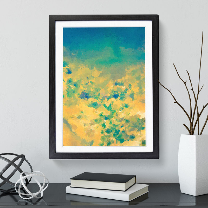 By the Ashes Abstract - Wall Art, Black Framed, 66cm H x 48cm W x 2cm D, White