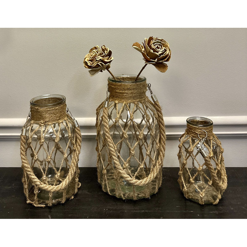 Lanterne en verre Coastal Knot, H 11,5 po x l 6,8 po x P 6,8 po