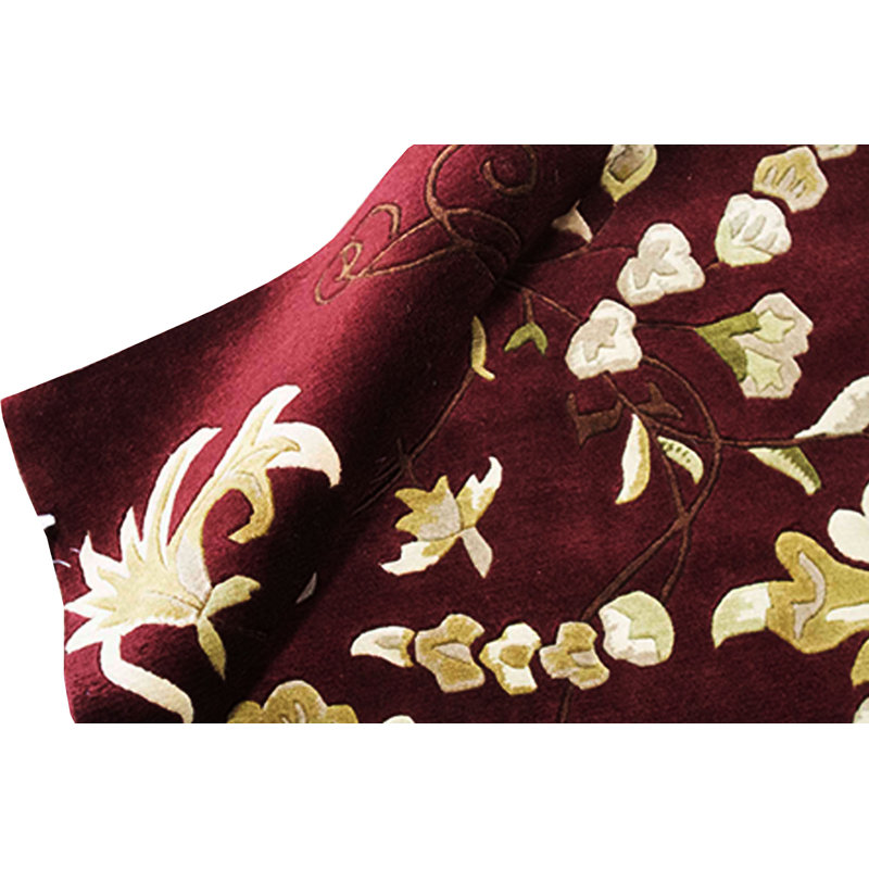 Hand-Knotted High-Quality Wine Area Rug