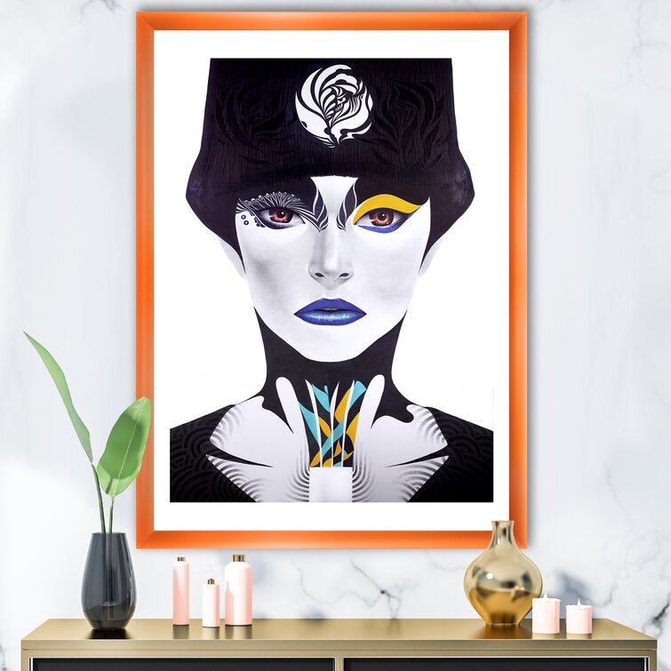 Bless international Urban Woman With Blue Lips Framed On Canvas Print ...