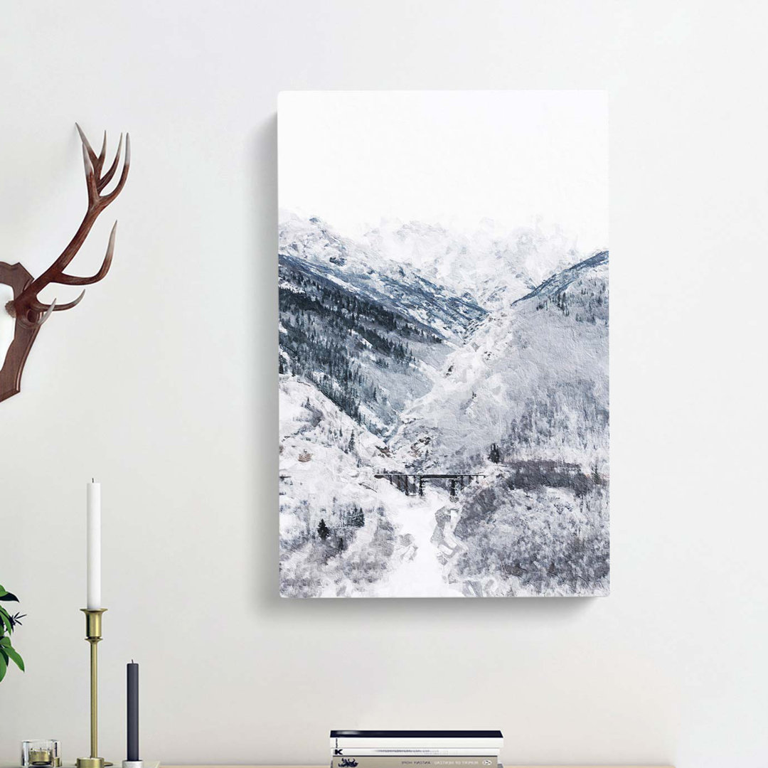 Wintertime at Denali National Park Alaska - Wrapped Canvas Painting Print