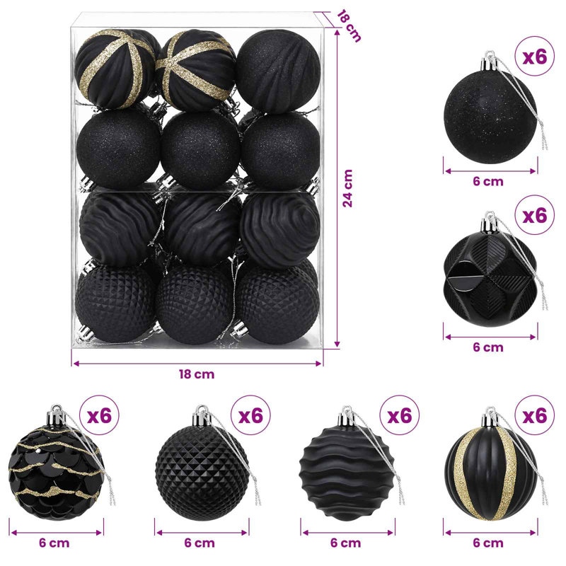 6cm Polystyrene Bauble, Black
