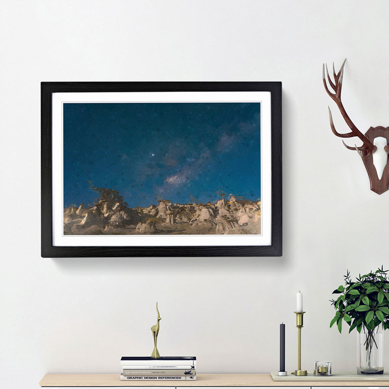Stars over the Canyon - Picture Frame Graphic Art Print, 36cm H x 48cm W x 2cm D, Black Framed
