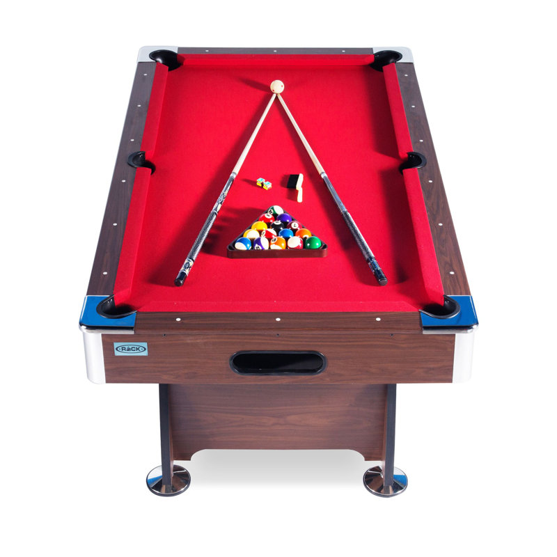 RACK Draco 7-Foot Tournament Billiard/Pool Table, Red Felt with Brown Body