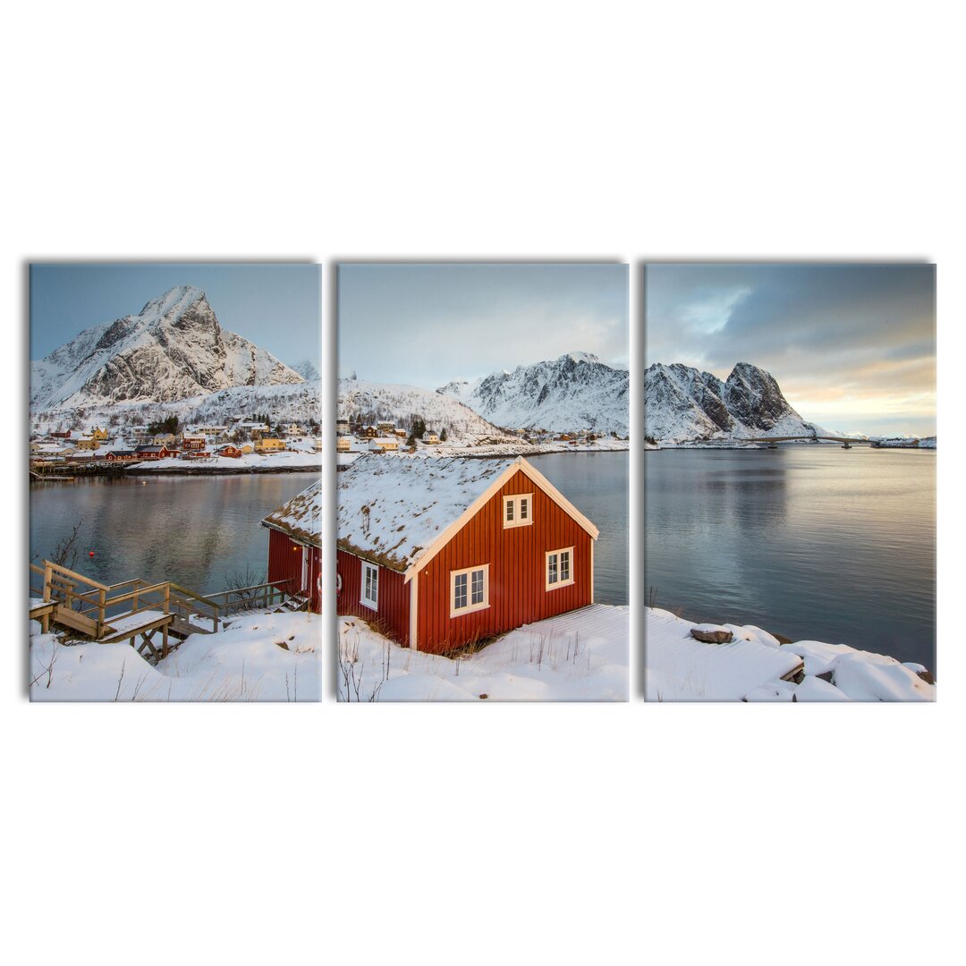 3-tlg. Leinwandbilder-Set Lofoten Fishing House