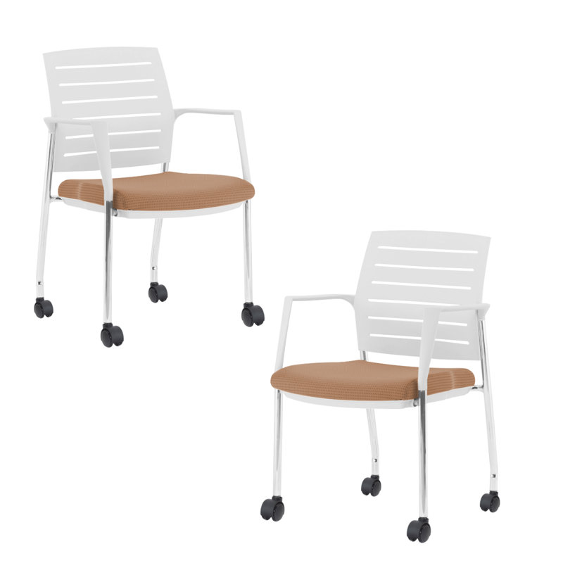 Chaise de salle d'attente empilable Naidus, Beige, Roulettes