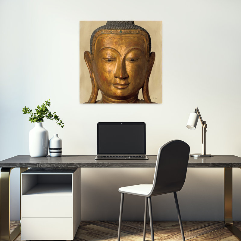 Bouddha doré, art abstrait contemporain, H 18 po x l 18 po