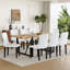 Table de salle à manger moderne pour 8 personnes | Table 71 po en bois et métal avec chaises-249345399-249345392-251435379
