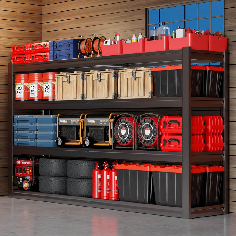 Étagère de garage avec tablettes en métal robustes de l 67 po x P 24 po x H 68 po, H 68 po x l 67,5 po x P 24 po