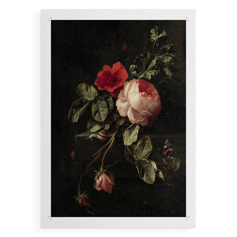 Motif floral rétro CCLXI - reproduction de toile seulement - non encadrée