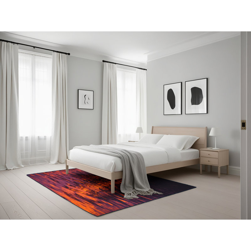 Tapis orange / mauve / noir, Rectangle 5 pi x 7 pi