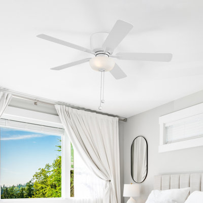 Gallant 52 in. LED Indoor/Covered Outdoor Matte White Hugger Ceiling Fan with Pull Chain Control and Bulbs Included