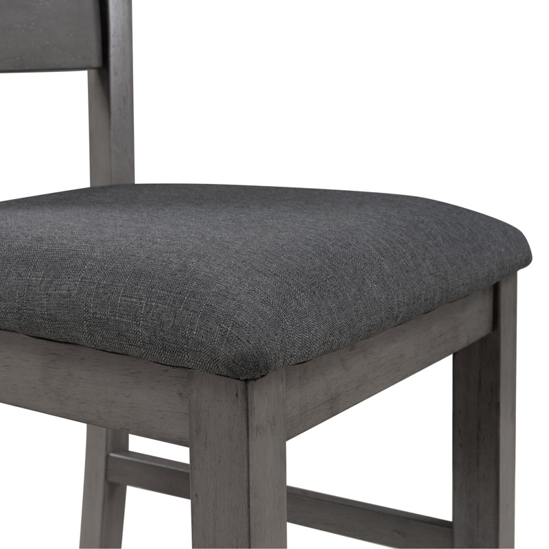 Table et chaises de salle à manger avec banc, ensemble de salle à manger en bois rustique, ensemble de 6 (gris)