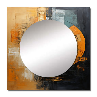 Golsner - Black And Copper Crescents I Abstract Shapes Square Mirror Wall Decor For Bedroom