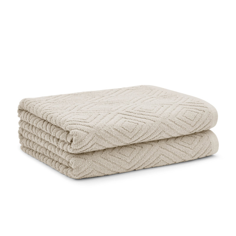 Diamond Geo Sculpted Cotton Towels, Natural