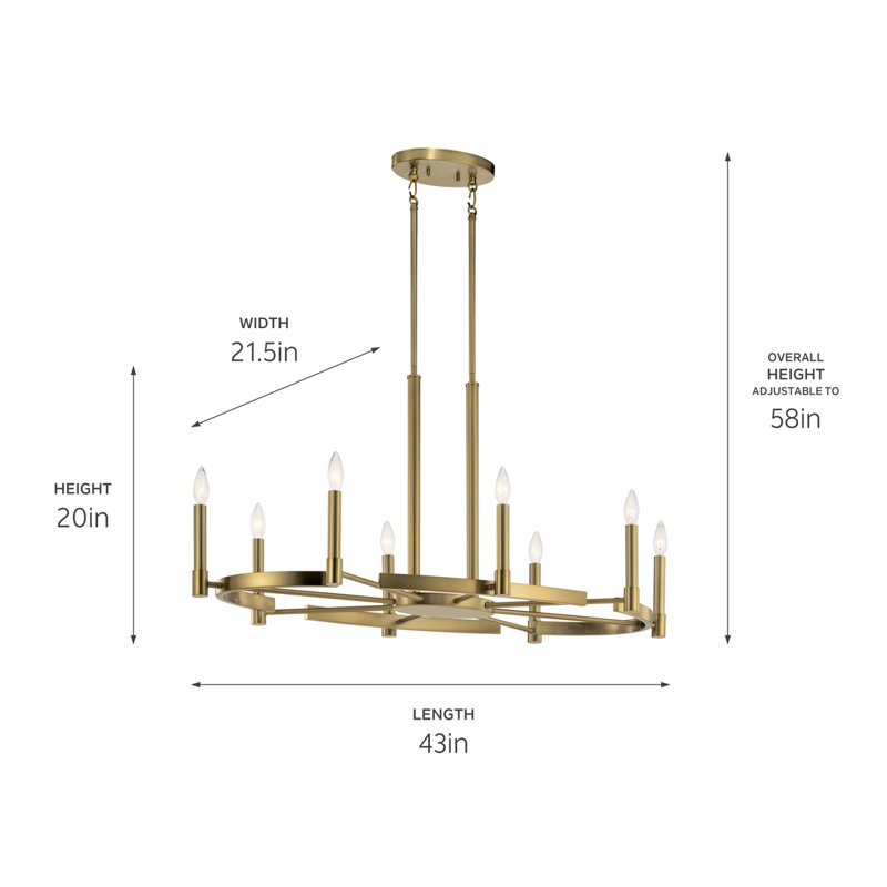 Tolani 8 - Light Wagon Wheel Chandelier, Brushed Natural Brass
