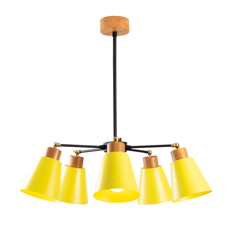 Luminaire suspendu conique à 5 lumières Seren, Jaune