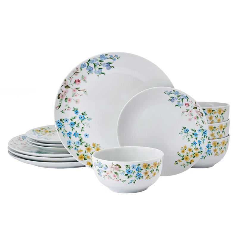 Studio Nova® 12-Piece Porcelain Dinnerware Set, Fiona Floral Pattern, Floral, Blue/Yellow