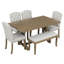Ensemble de table de salle à manger 6 pièces, table à tréteaux rectangulaire, 4 chaises rembourrées et banc pour la salle à manger