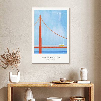 Affiche de voyage rétro Aime San Francisco Bridge
