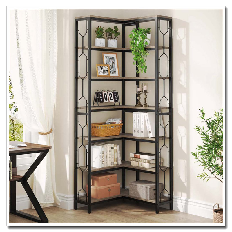 Étagère à livres 7 niveaux 78,74 po, Gris
