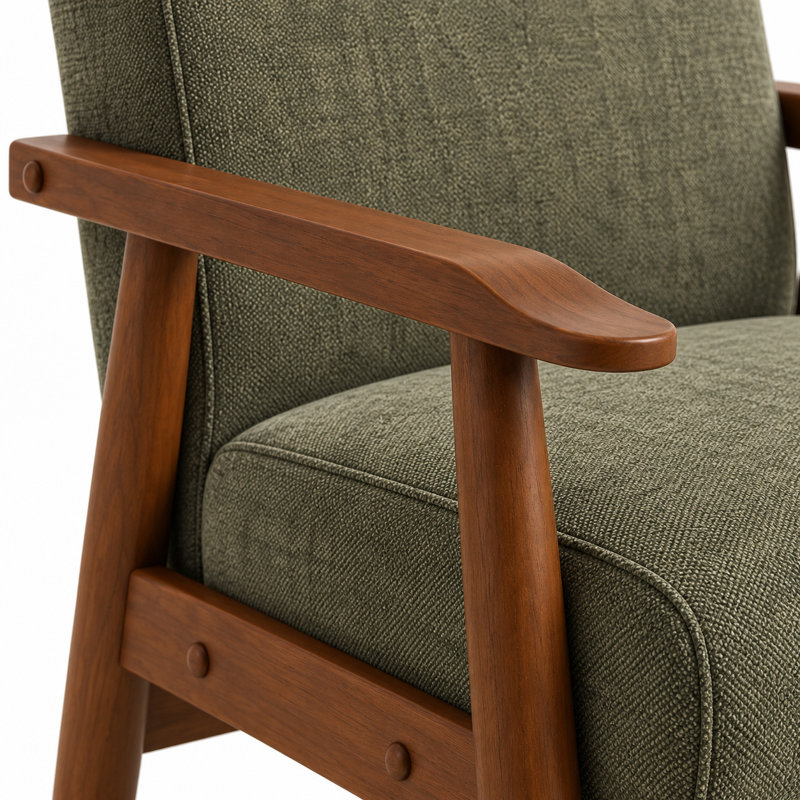 Chaise d'appoint rembourrée Bridgeview, Olive Green Linen