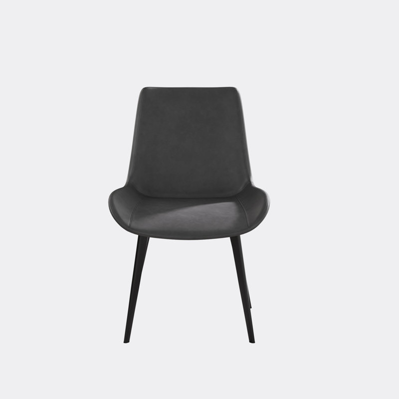 Ehrhard 17.32'' H Faux Leather Upholstered Metal Side Chair, Gray