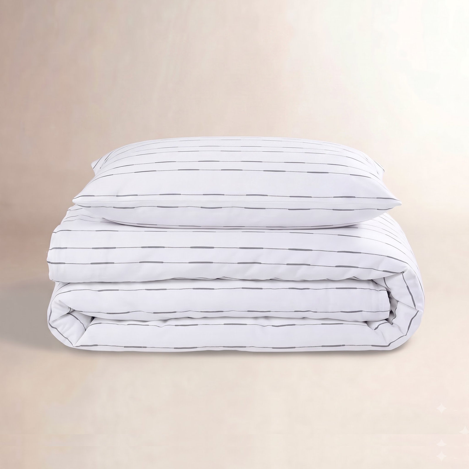 Zari Cotton Duvet Cover Set, Twin Duvet Cover + 1 Standard Sham, White/Gray