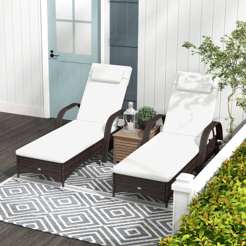 Ensemble de chaises longues inclinables avec coussins 78,75 po Ashveen