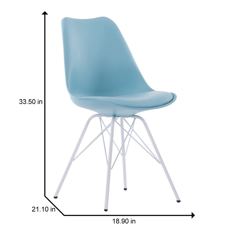 Goshorn Mid-century Modern Dining Chairs Set of 2 with Cushion, Easy Assembly, Blue